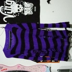 Plus size purple and black knit sweater No Brand